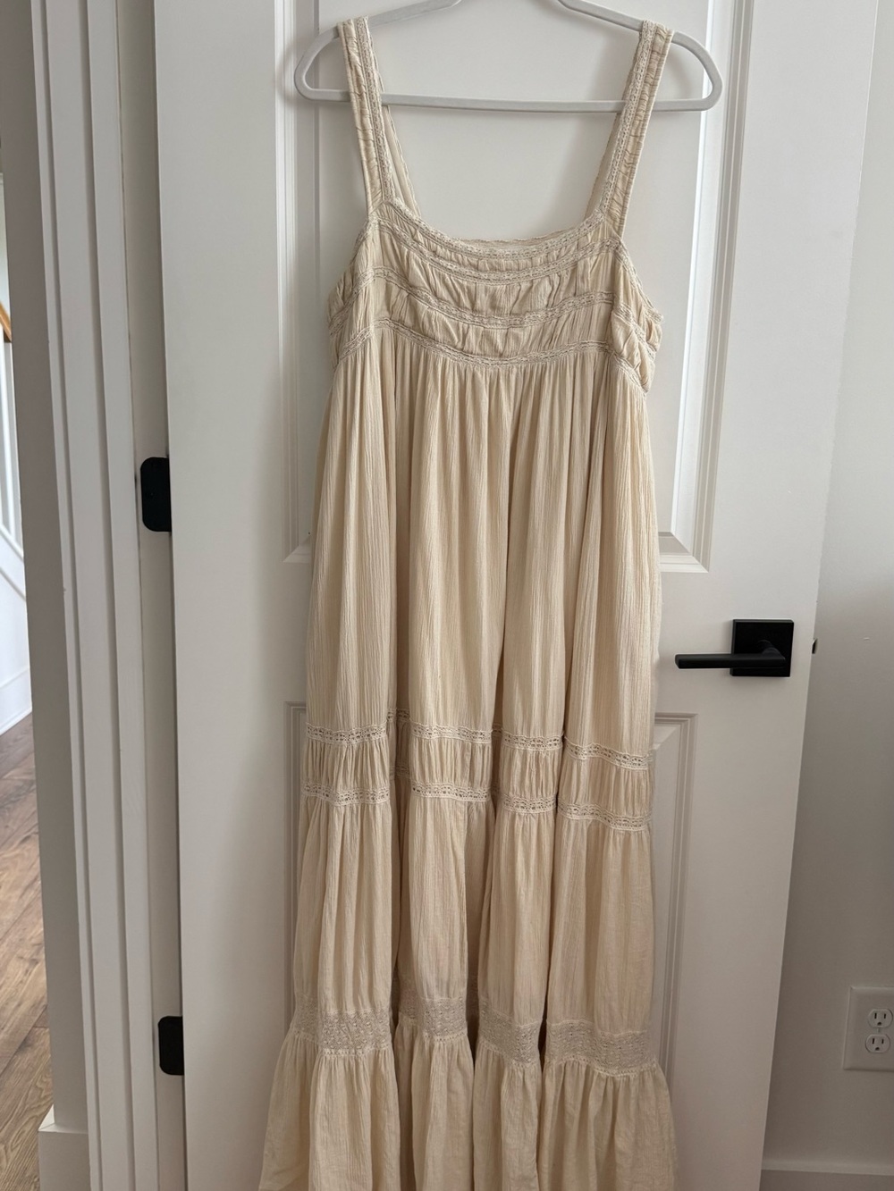 Carly Jean Los Angeles Cream Tiered Boho Maxi Dress